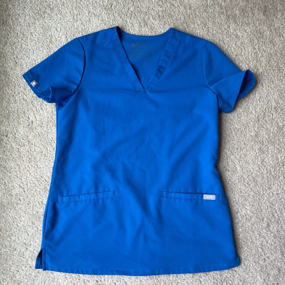 Figs royal blue scrub top